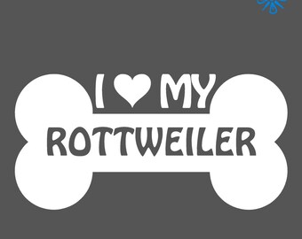 I Love My Rottweiler Wood Sign – Bone-Shaped Pet Decor For Dog Lovers