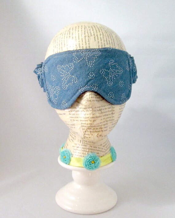 Denim & Butterflys Sleep Mask spa mask eye by KrissysCraftyKitsch