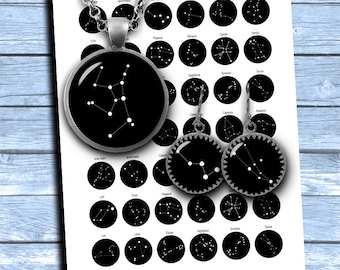 Star Constellations 1 inch, 25mm, 18mm, 16mm for Jewelry Making, Bottle cap images Printable Images Digital Collage Sheets Instant Download