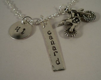 Trey Canard #41, Motocross, Dirt Bike Racing, Motorcycle, Hand Stamped Charm Necklace