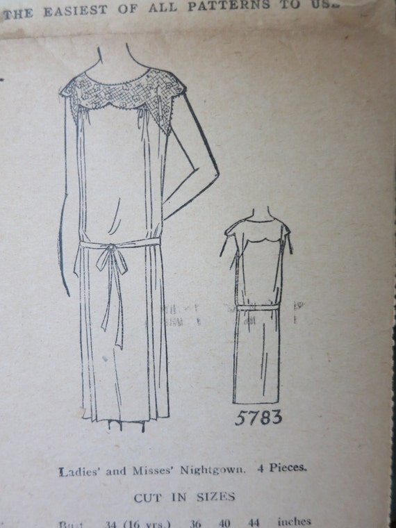 1920s Women&quot;s Nightgown Dress Lingerie Sewing Pattern Minerva 5783 Bust 34