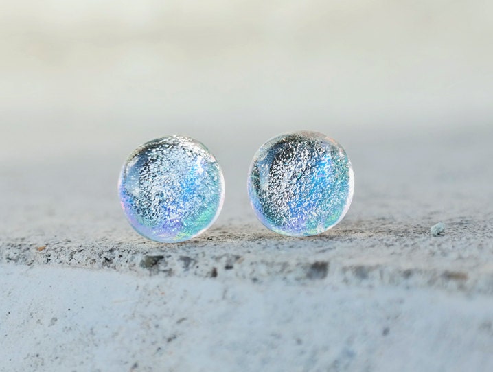 Ice blue stud earrings aqua blue stud earrings post by GuBoDesign