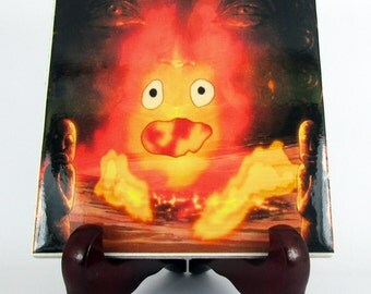 Studio Ghibli Home Décor Howl's moving Castle Calcifer spirit Ceramic Tile Hayao Miyazaki handmade gift wall Mod. 4