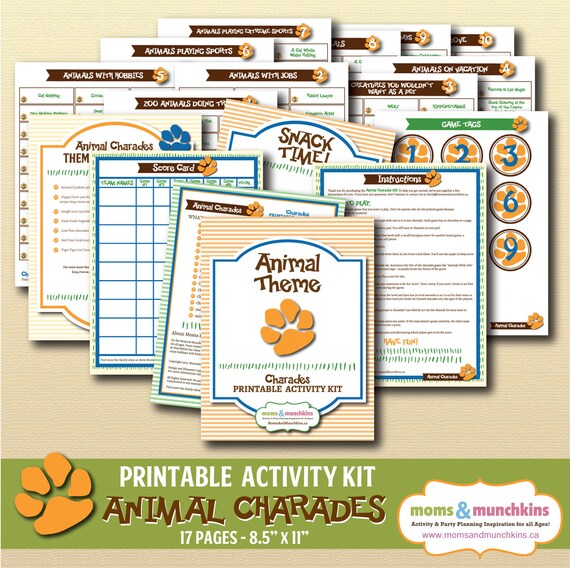 Printable Charades Animal Theme