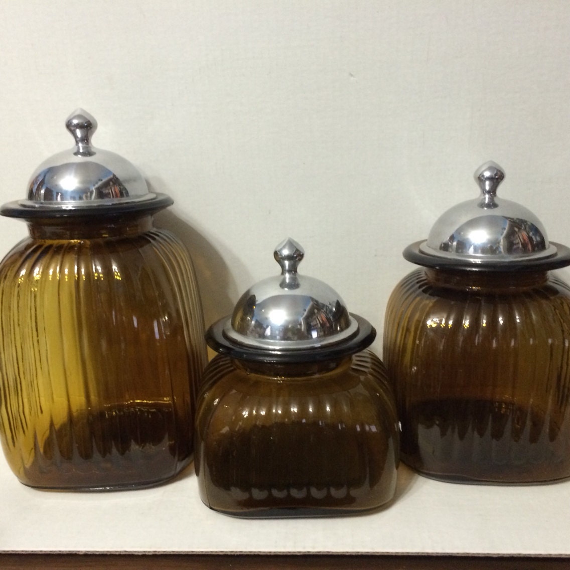 Amber Glass Artland Canister Set Of 3