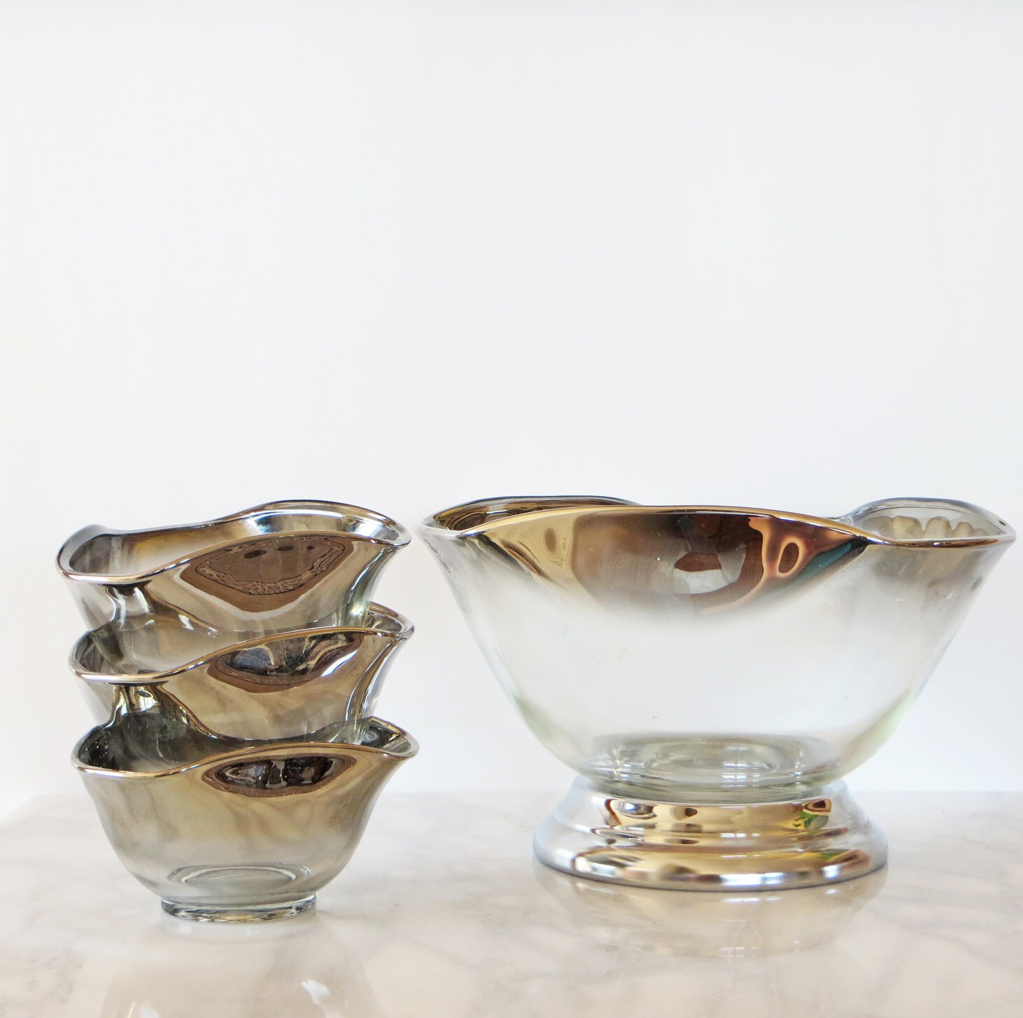 Mid Century Modern Serving Bowls Silver by aVintageCollective