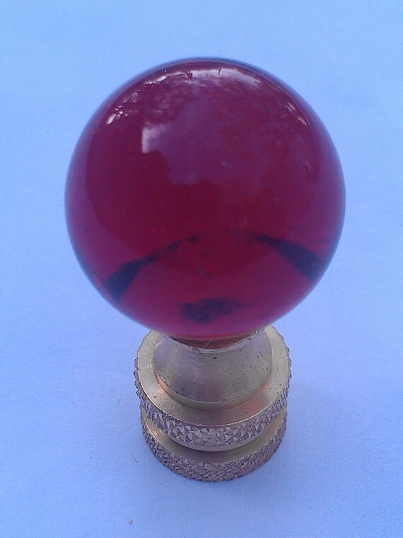 Red Finial Glass Marble Translucent/Brass by VeroLampshades