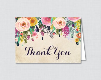 Printable Floral Thank You Card - Printable Instant Download - Flower Baby Shower Thank You Card, Floral Thank You Card - 0025-A