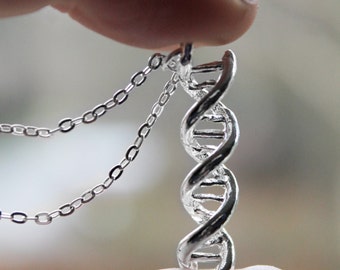DNA Charm Necklace - Science Necklace - Double Helix Charm Genetics Molecule Pendant