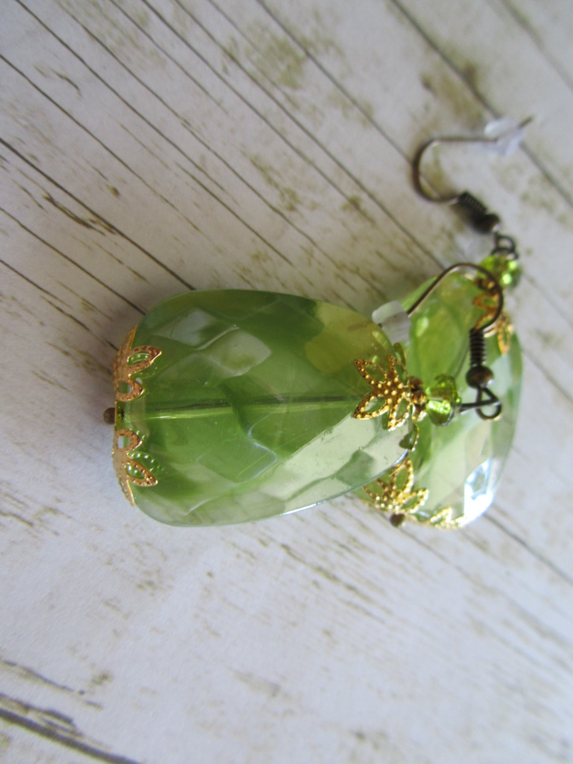 Lime Green Earrings Green Earrings Green and by BrownBeaverBeadery