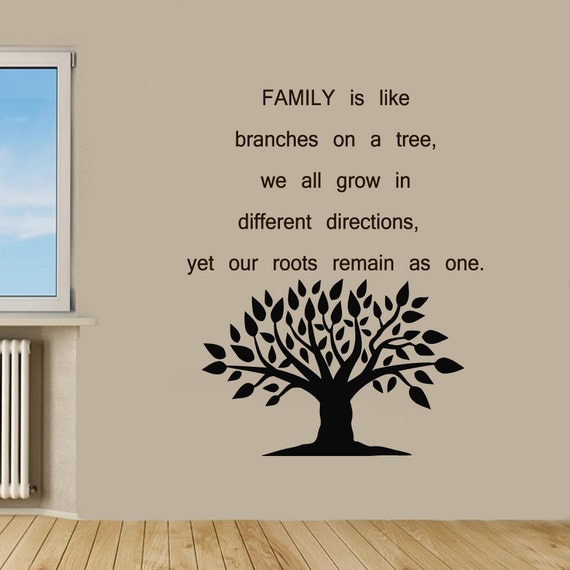 tree decals room for wall living Wall Tree Branches Family Vinyl Decal Floral Tree Decals Quote