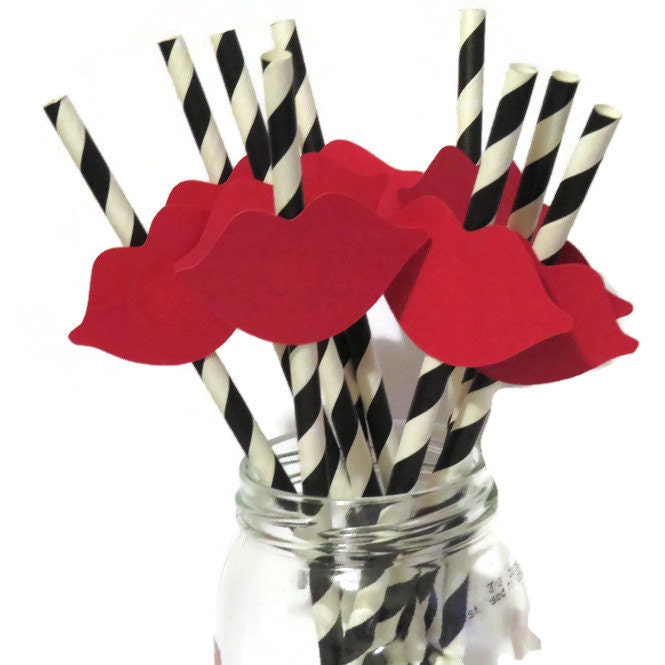 Lip Party Straws red lips Bachelorette Party Smooches