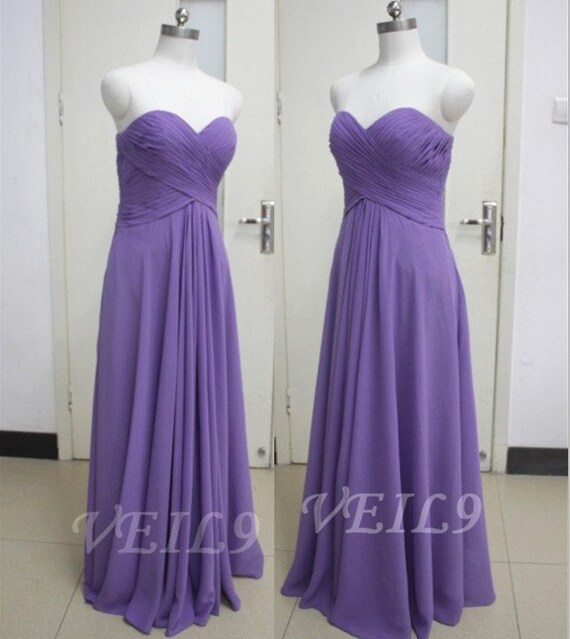 Items similar to Purple Chiffon Bridesmaid dress Long Bridesmaid Gown ...