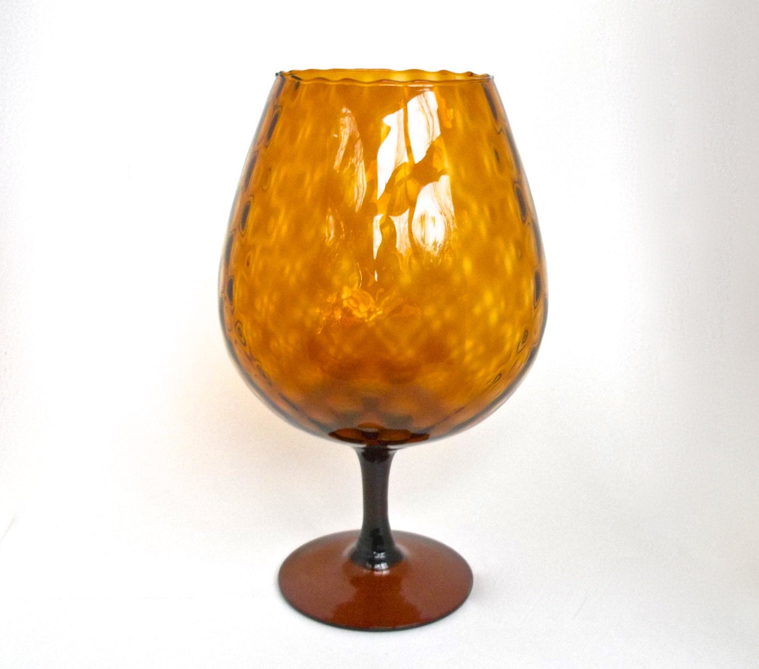 Empoli Amber Glass Pedestal Vase Italian Glass Goblet