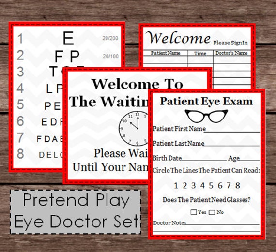 pretend doctor eye chart patient exam check by playfulprintshop