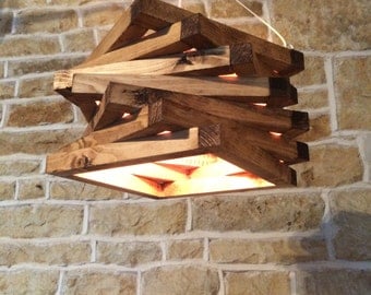 rustic wood light, rustic ceiling light, wood light fixture, rustic light pendant, spiral lamp shade, rustic lighting,