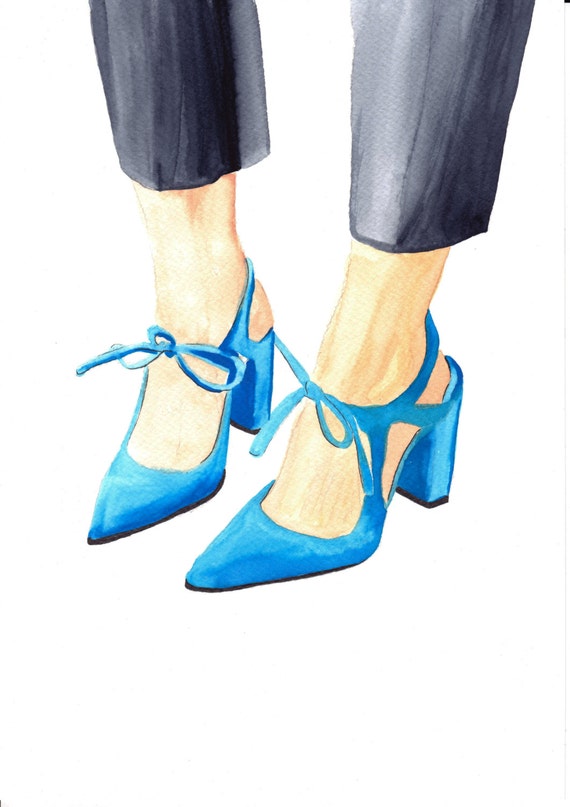 Items similar to Shoes, Fashion Illustration Watercolor Painting ...