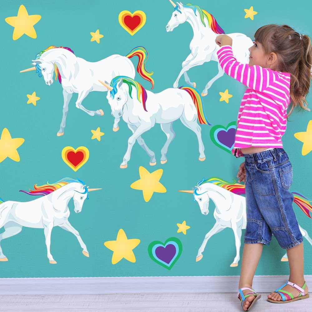 Rainbow Unicorn Wall Decal Kit Large Unicorn Wall Decal by