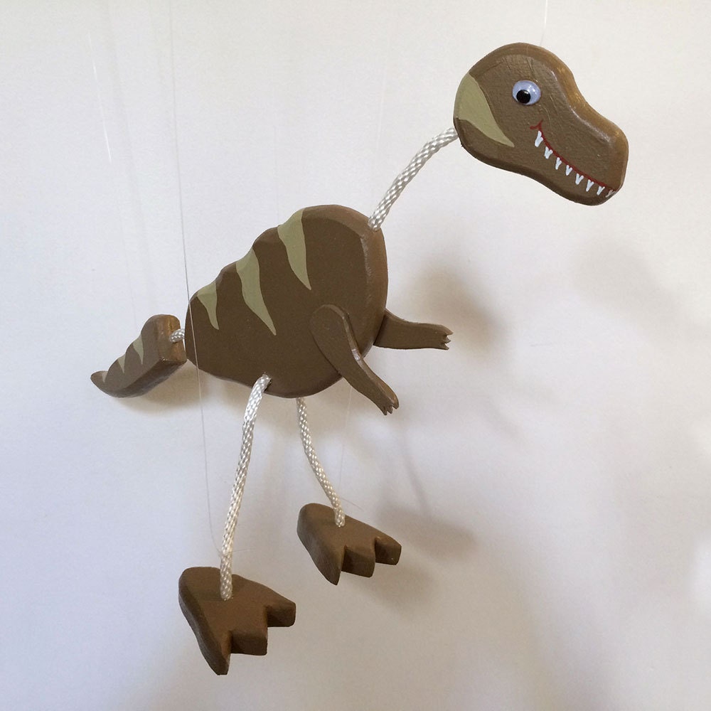 TRex Dinosaur Wooden Puppet Pet by PuppetPets on Etsy