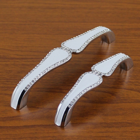 Crystal Drawer Pulls Handles Dresser Pull Handle Silver White