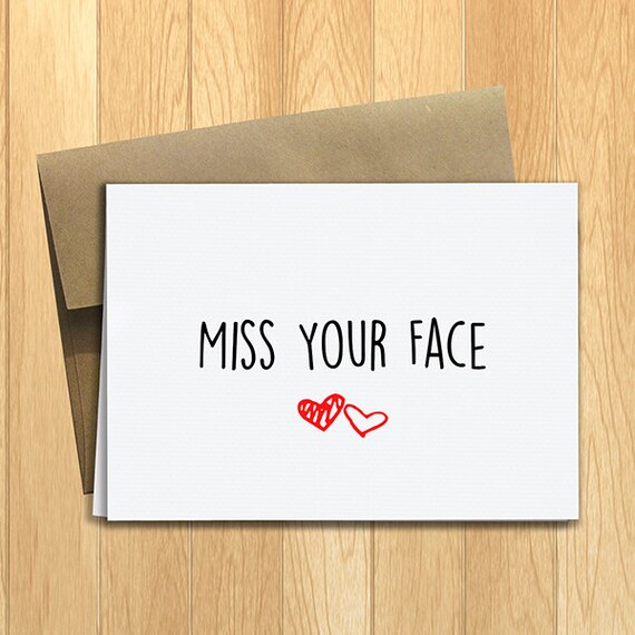 PRINTED Miss Your Face 5x7 Greeting Card - Funny Anniversary, Love ...