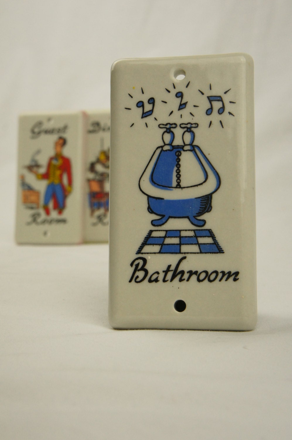 Vintage Ceramic Bathroom Door Plaque – Haute Juice
