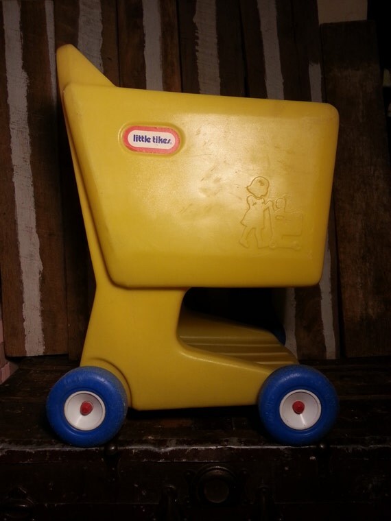 Vintage Little Tikes Grocery Shopping Food Cart Yellow Blue