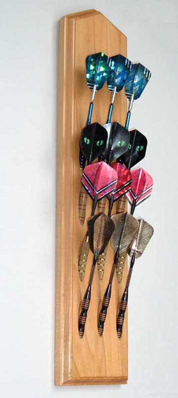 Handcrafted Poplar Wood Dart Holder Wall Mount Display Rack. Game Room & Man Cave Decor. Dart