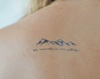 Mountains Temporary Tattoo, Small Temporary Tattoo, Tattoo Temporary, Nature Art, Black, Quote Temporary Tattoo, Temporary Tattoo Set