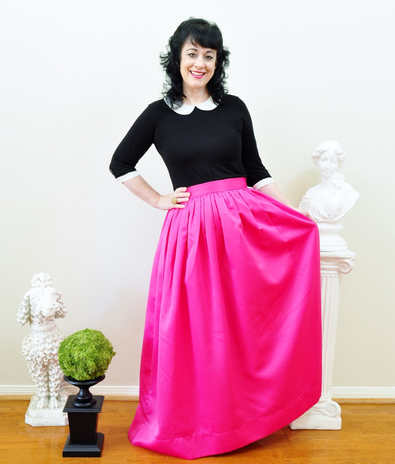 Pink maxi skirt | Etsy