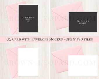 5x7 Card and Envelope Mockup - (51); styled stock photography; invitation mockup, jpg & psd files