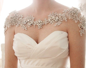 Crystal Bridal Bolero, Rhinestone wedding statement necklace, Shoulder necklace, Style Grace