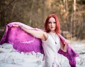 Purple wedding shawl Purple felted scarf Orchid purple silk scarf Ombre purple shawl Boho scarf Luxurious wool scarf Pashmina shawl