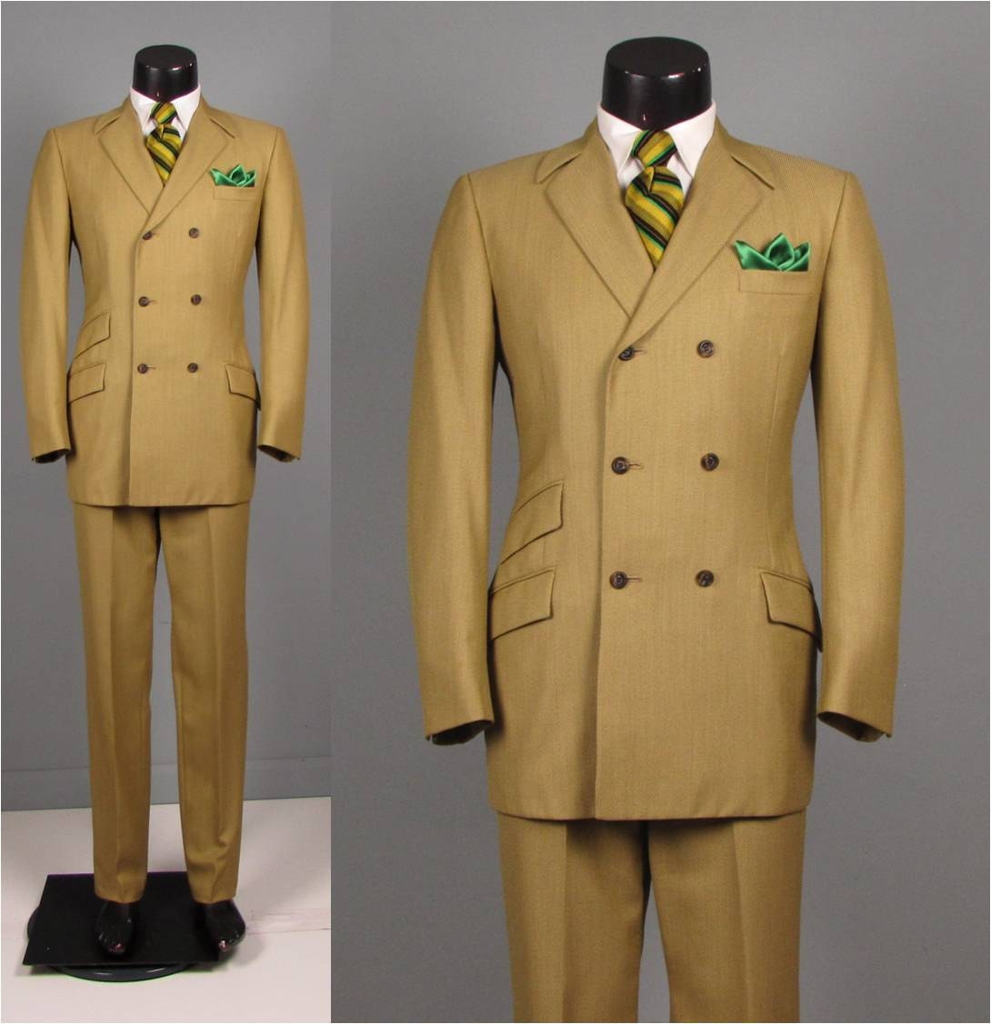 Vintage 1960s Mens Suit Late 60s Continental Mod Double
 1960s Mens Suits