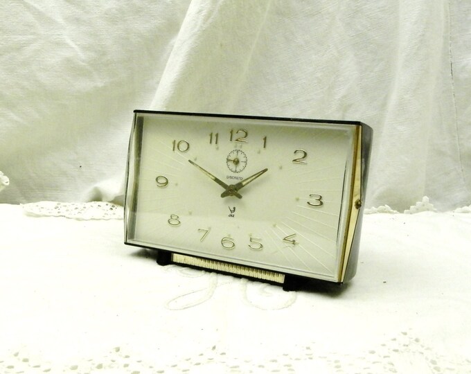 Working Vintage Mid Century French Mechanical Jaz Alarm Clock / French Mid Century Modern Decor / Design / 1950s Bedroom / Retro Interior