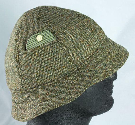 Mens Bucket Hat Moss Green Donegal Tweed British by CherryPatHats