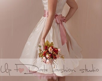 Bridesmaid ivory taffeta /party /prom /graduation/ dress