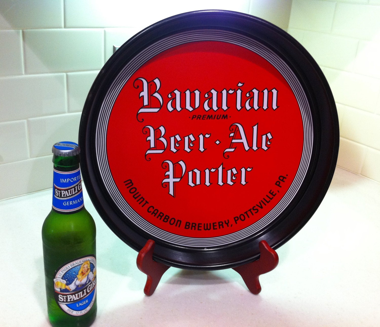 Vintage Beer Tray Bar BQ Tray Bavarian Beer Ale Mt Carbon