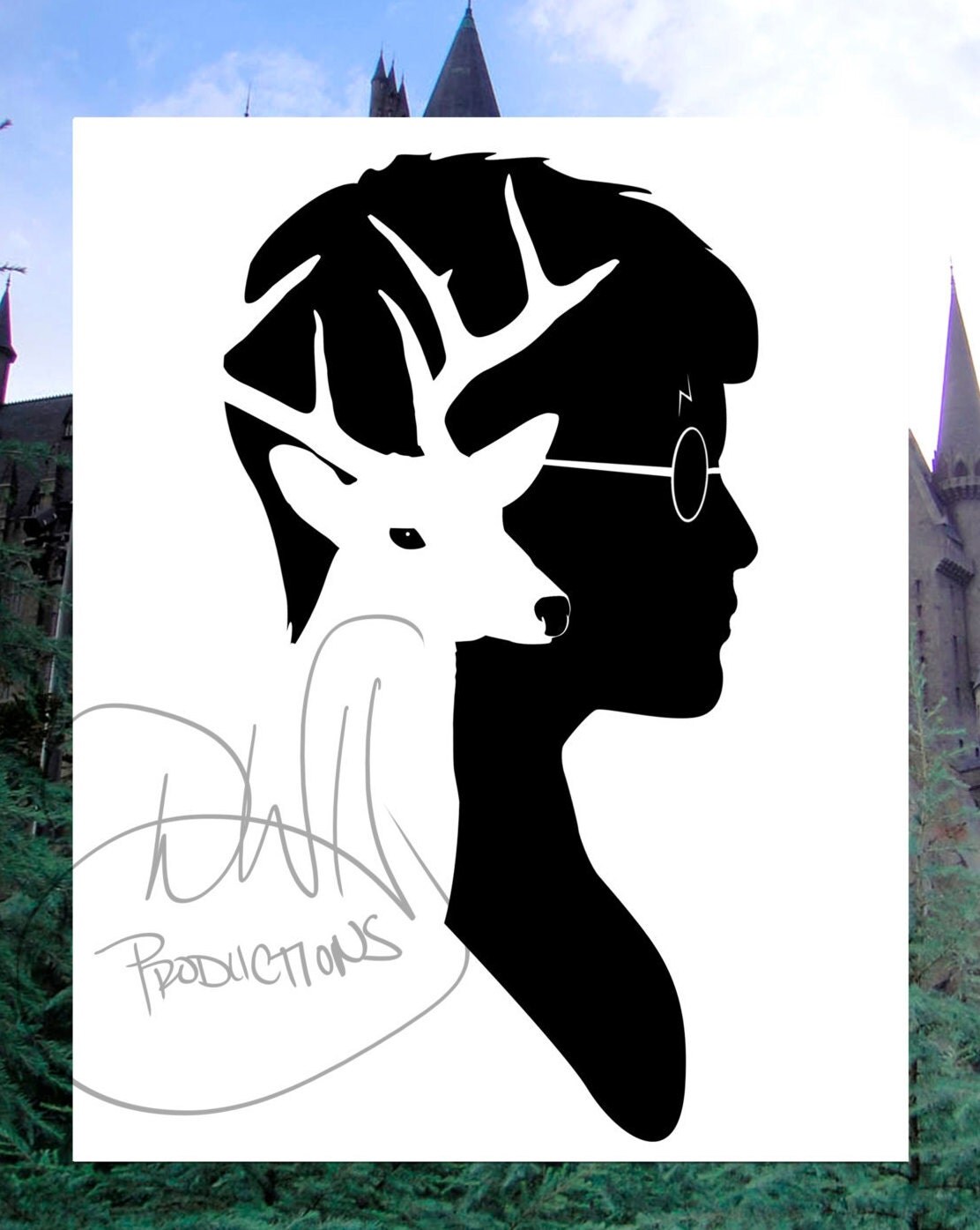 Harry Potter Inspired Stag Patronus and Character Silhouette