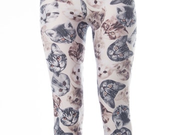 Kitten Cat Leggings - white