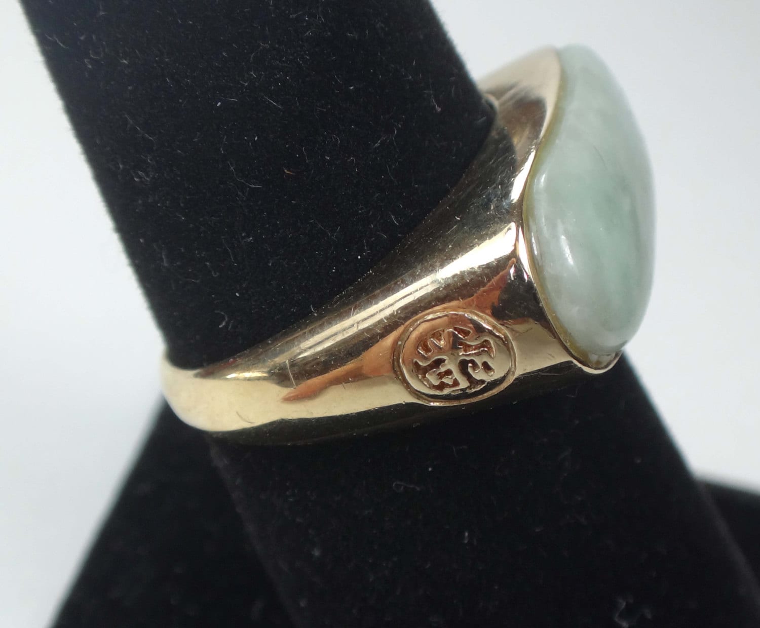 Vintage 14k Jade Ring 14k Gold Jade Saddle Ring Vintage Jade