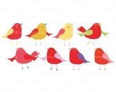 Cute Bird Print Art Bird Clipart Bird Illustrations Little Birdie Prints Childrens Nursery Prints Digital Scrapbook_Personal+Commercial Use