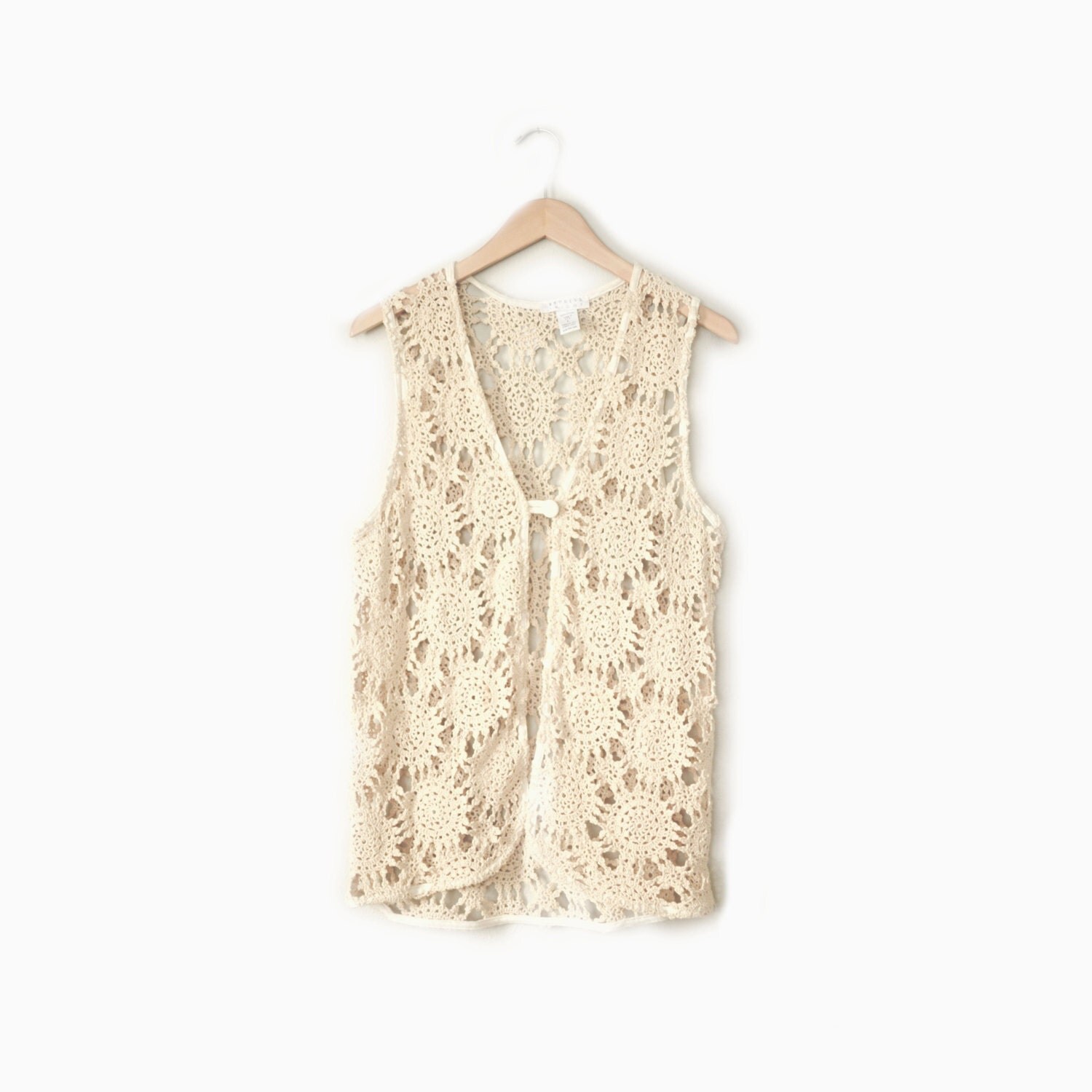 Vintage Crochet Vest // vintage 90's vest / Womens Vintage