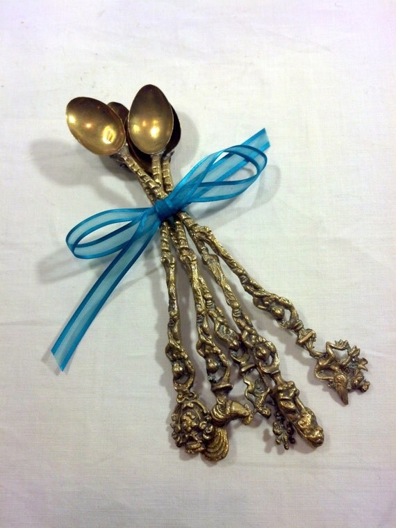 Brass Spoons Made in Italy Ornate Spoons by BlindedByDelight