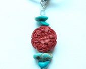 Red Cinnabar & Turquoise Necklace