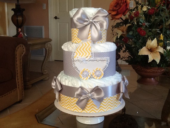 Neutral diaper cake yellow and gray diaper cake neutral baby