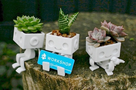 Set of 3 3dprinted Robot planters
