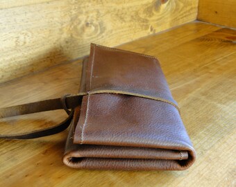 Leather Pencil Case Roll , Tool Roll, Brush Roll, Art Wrap, Makeup Roll, Bike tool Roll, Pencil Organiser, Back to School, organize