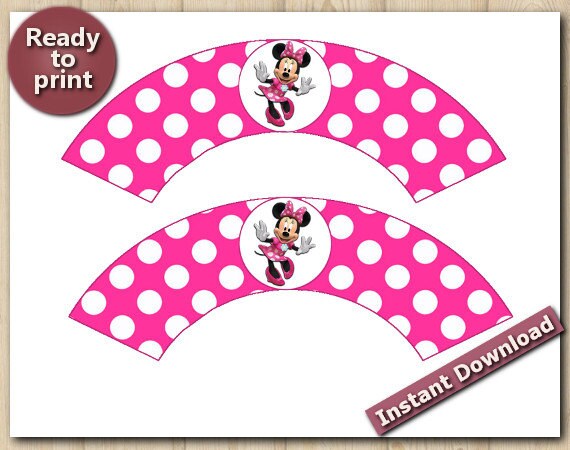 Minnie Mouse Cupcake Wrappers, Instant Download — DIY Printables