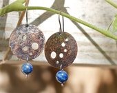 Moon earrings Blue earrings Hammered earrings Copper earrings Dangle earrings Rustic earrings Natural stones Silver earrings Sterling silver Moon earrings Blue earrings Hammered earrings Copper earrings Dangle earrings Rustic earrings Natural stones Silver earrings Sterling silver